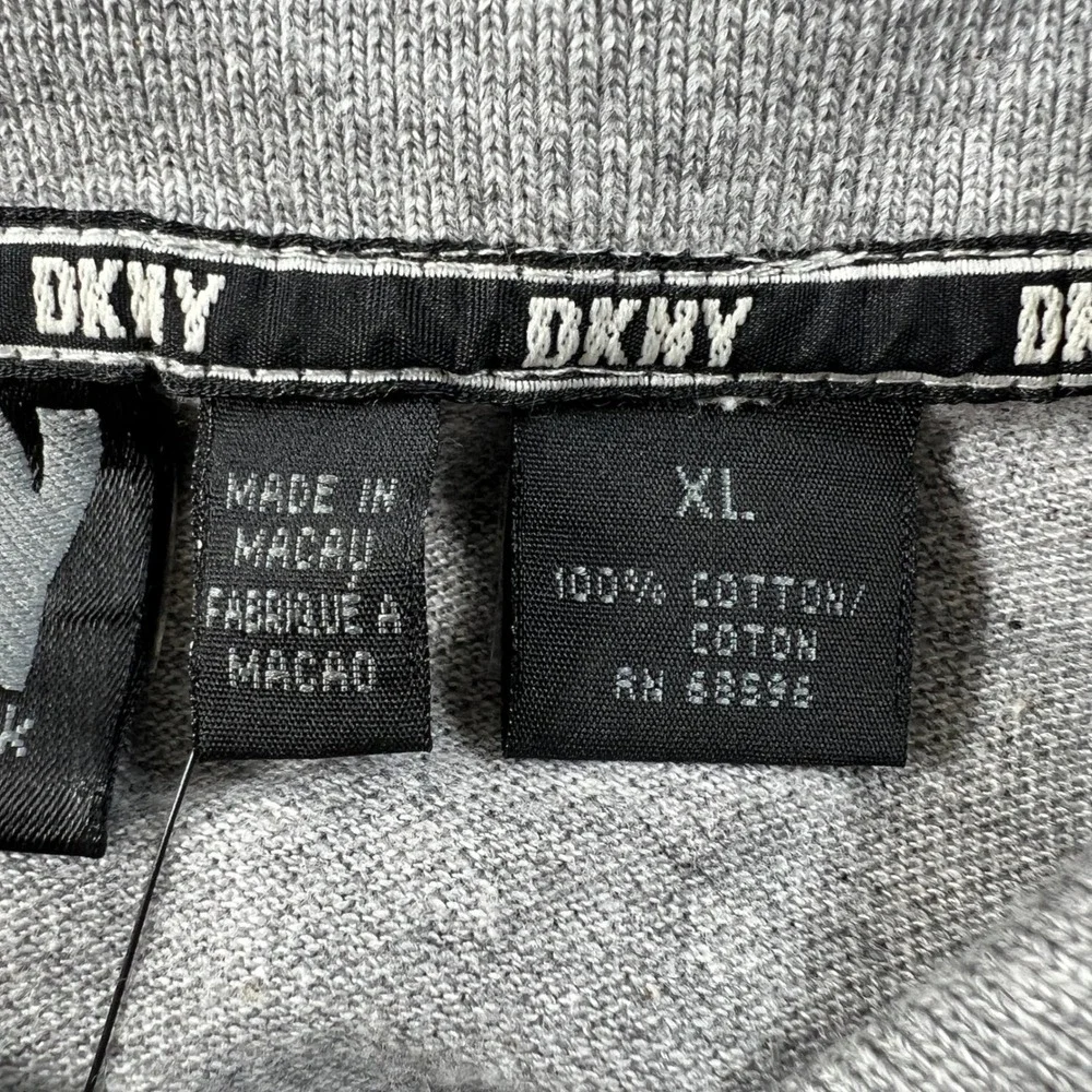 DKNY Polo Shirt Men's XL Grey Short Sleeve Tipped Collar Logo USA VTG NWT - Picture 7 of 12